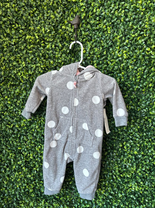 Gray  Girls Fleece One Piece Outfit, 6M