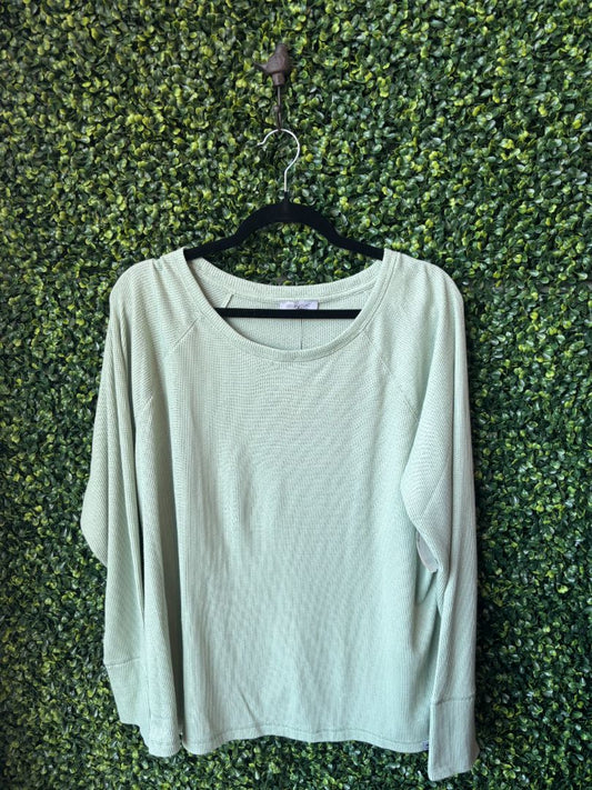 NWT Green Waffle Knit Long Sleeve, 1X