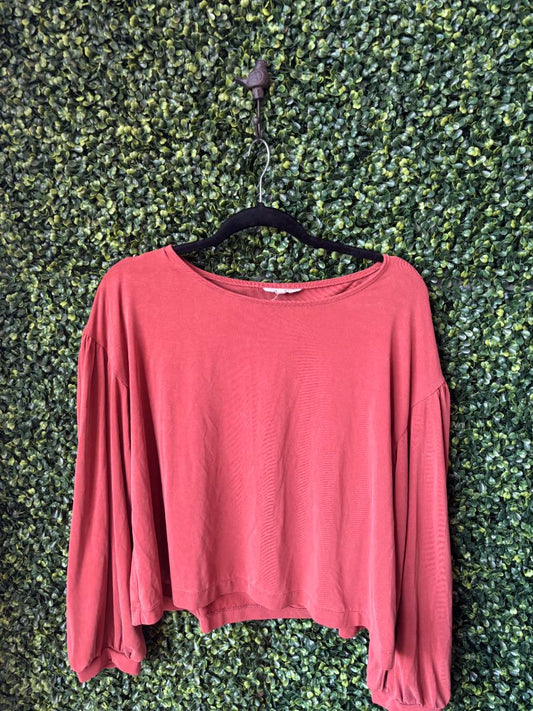 Orange  Long Sleeve Blouse, L