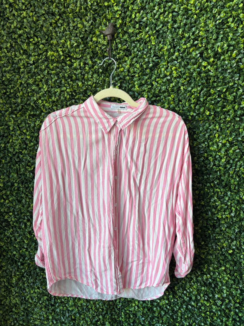 Pink Fashion Nova Button-Up, Small