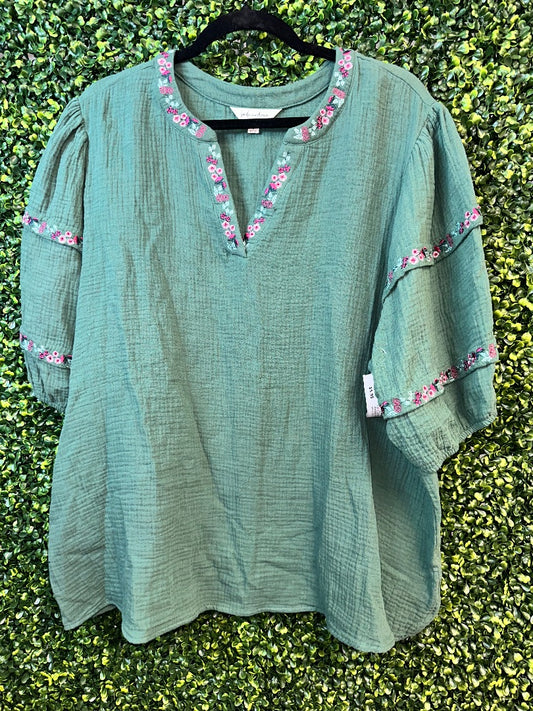 Linda Anderson Green Blouse, XX-Large