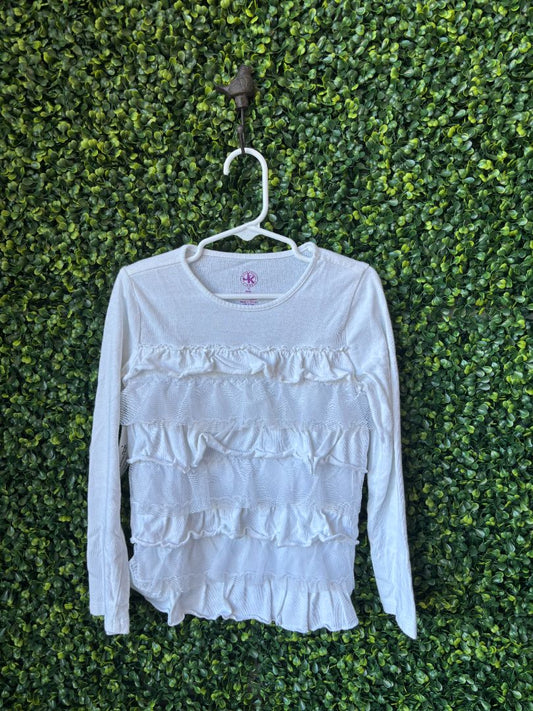 White  Long Sleeve Ruffle Shirt, 6