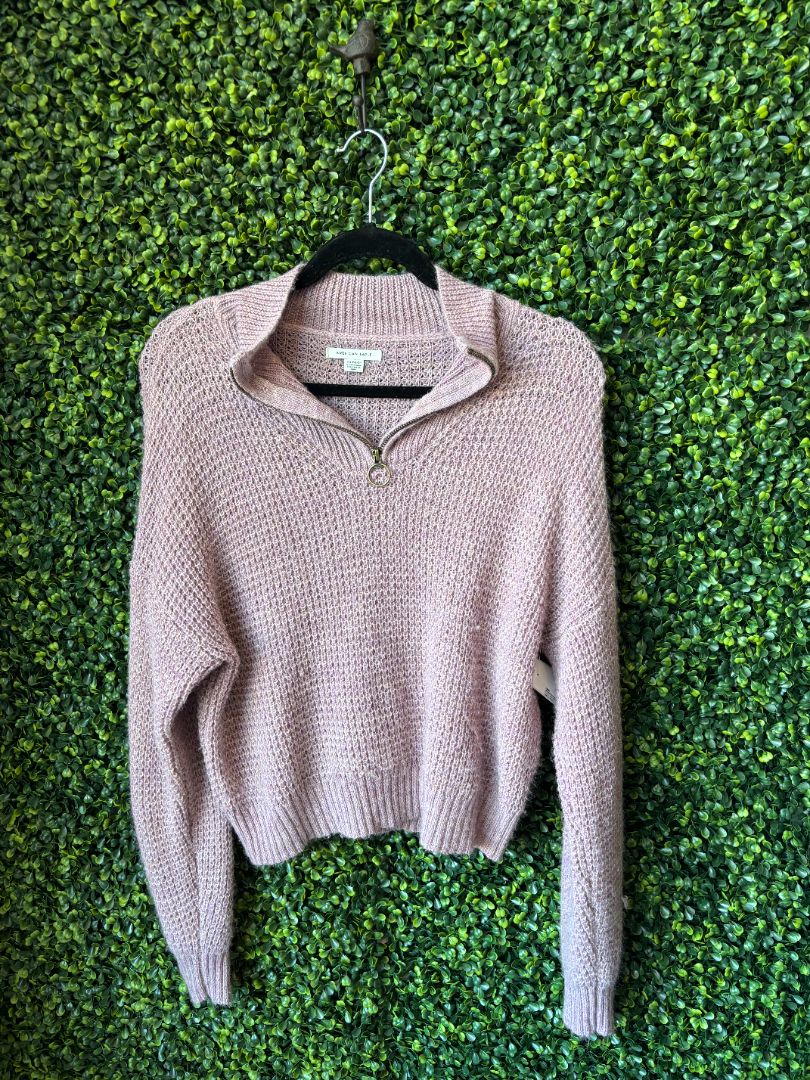 Pink AE Quarter Zip Sweater, XS
